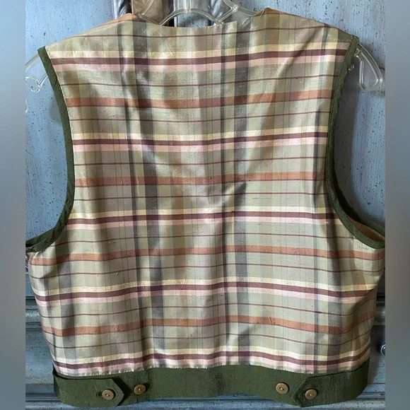 Burberry Silk Vest with Beige, Copper and Green Plaid - Picture 5 of 8